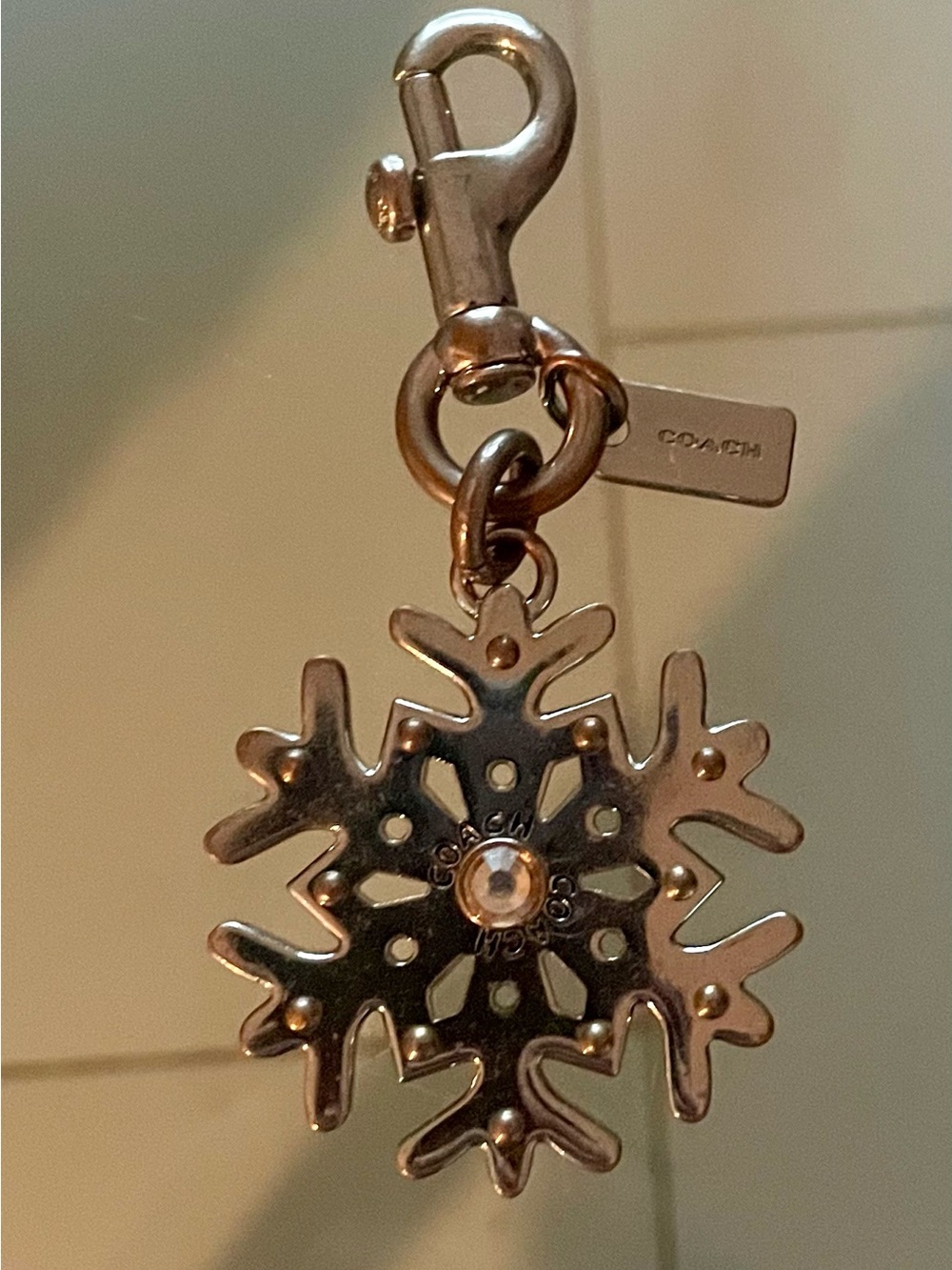 Coach RARE 2018 Silver Snowflake Key Charm with Logo Tag